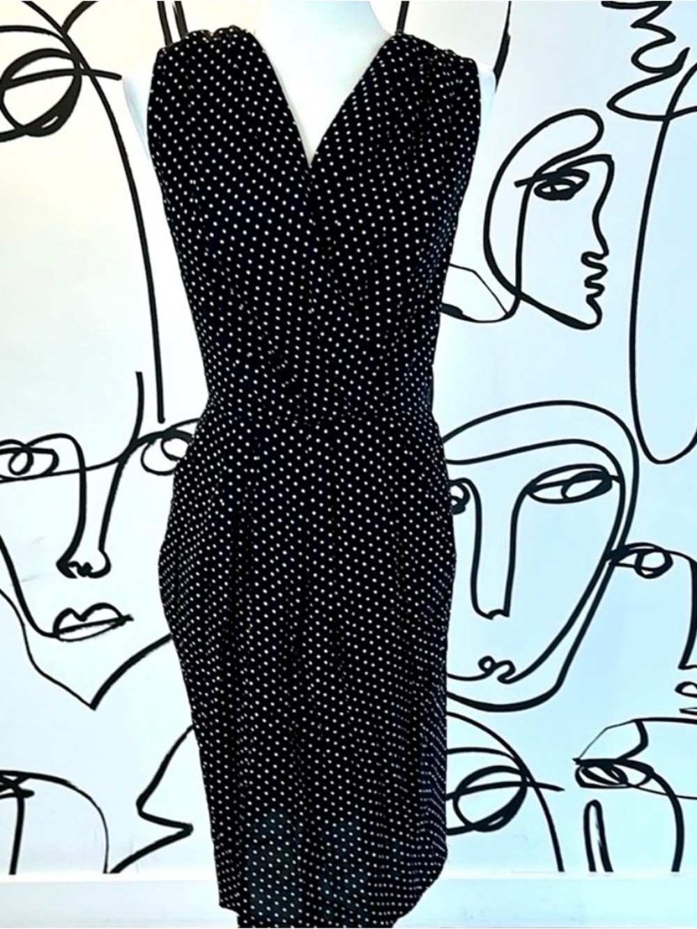 Viereck Black & white polkadot dress. On trend for work, or play. Has pockets!